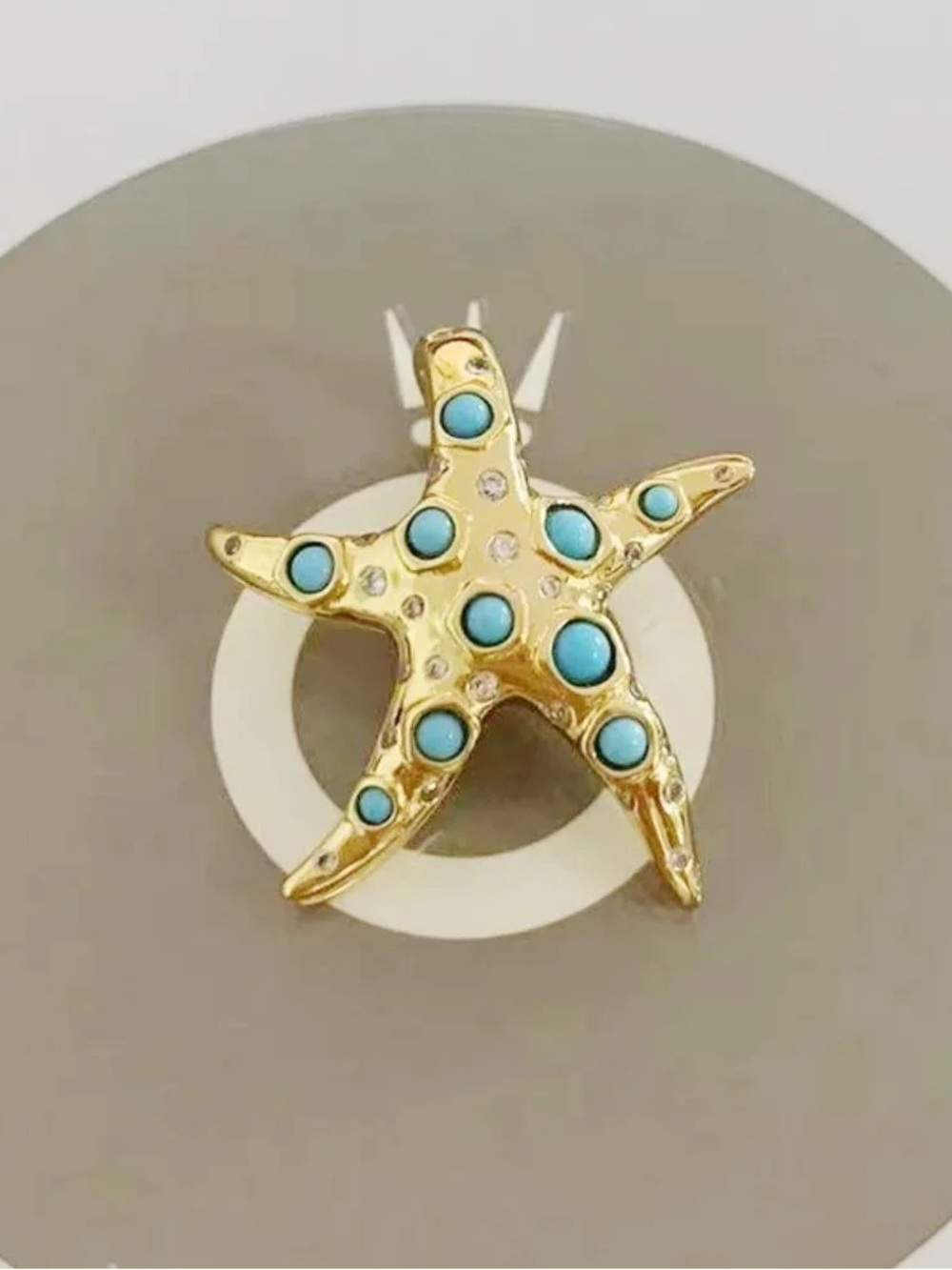 Pandora Gold Starfish Pendant with Turquoise Accents